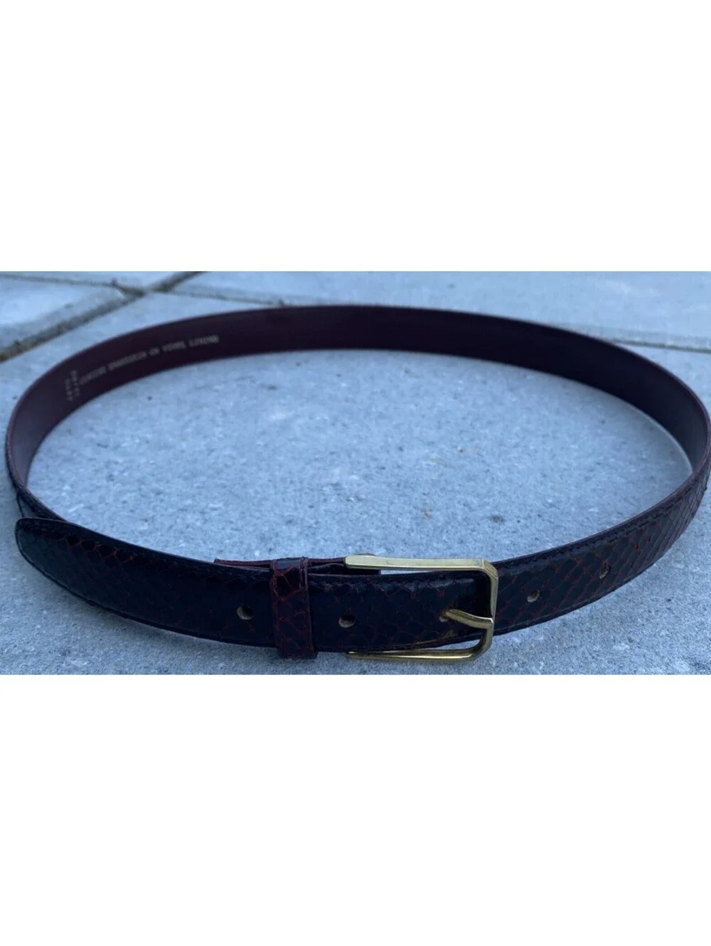 Vintage Women’s Belt Genuine Snakeskin On Vinyl Lining 32/80 Brass Buckle